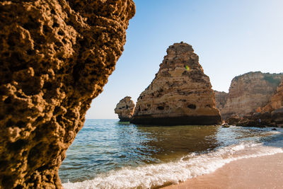 Scenic view of sea against clear sky