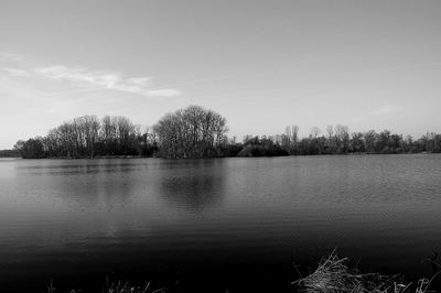 Scenic view of lake against sky