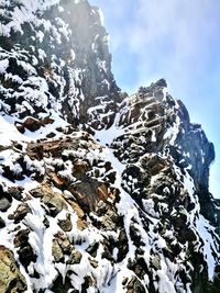 Scenic view of snow covered mountain against sky