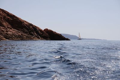 Scenic view of sea against clear sky