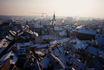 High angle view of townscape against sky