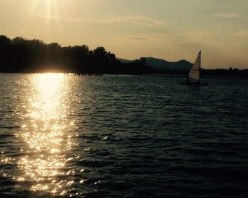 Scenic view of sunset over river