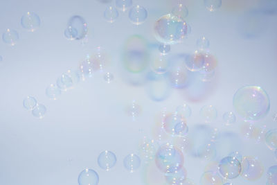 Close-up of bubbles against white background