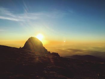 Scenic view of landscape against sky during sunset