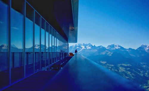 High angle view of mountain against clear sky