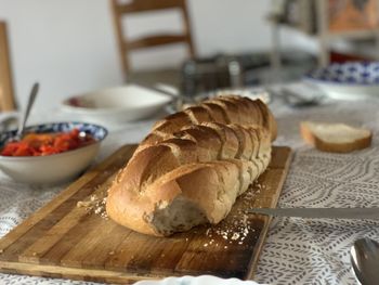 Close-up of breakfast on table