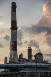 Low angle view of factory against sky