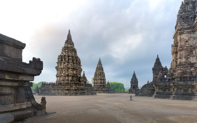 Panoramic view of old temple building against sky