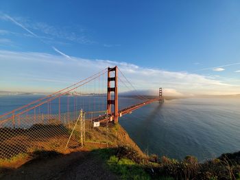 Suspension bridge over sea