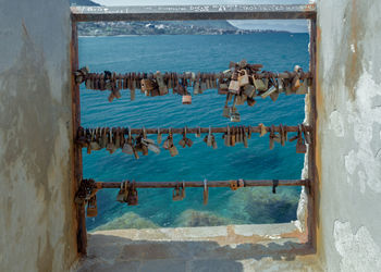 High angle view of people swimming in pool