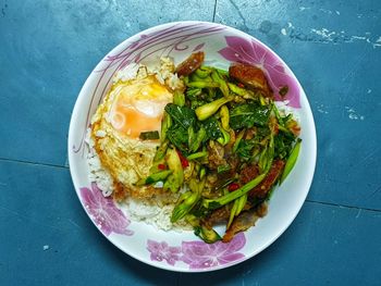 High angle view of meal served in bowl