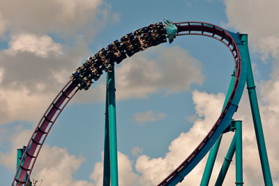 Low angle view of rollercoaster against sky