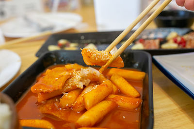 Close-up of food in plate on table