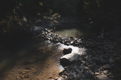 View of river flowing through rocks