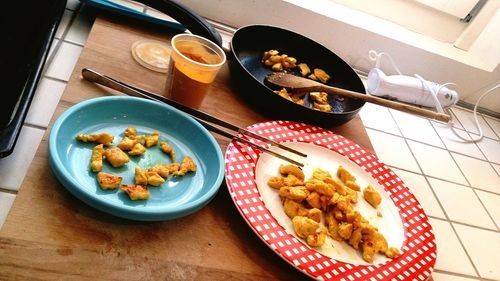 Close-up of food served in plate