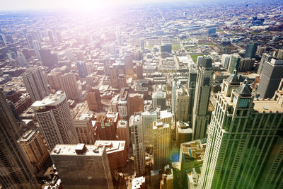 Aerial view of city buildings