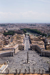 High angle view of buildings in city