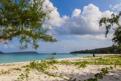 Koh rong island - long set beach on a summer day