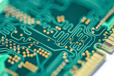 Close-up of circuit board on table