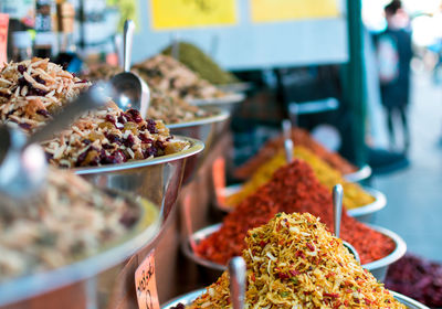 Close-up of spices for sale in market