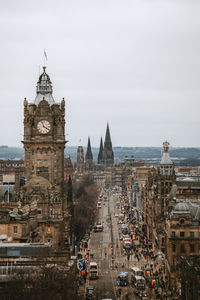 High angle view of buildings in the city of edinburgh 