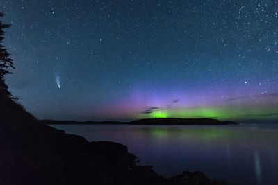 Northern lights with comet