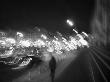 Light trails on street at night