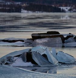 Scenic view of frozen sea during winter