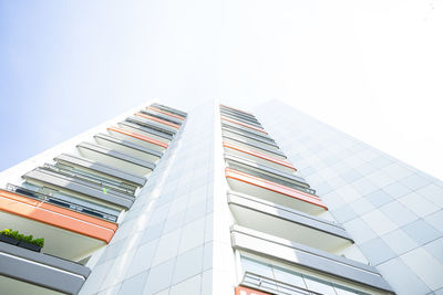 Low angle view of modern building against clear sky