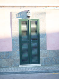 Closed door of building