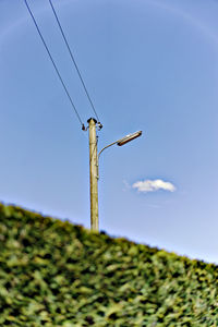 Low angle view of farm against clear sky