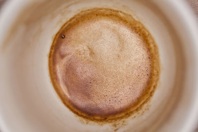 High angle view of coffee cup on table