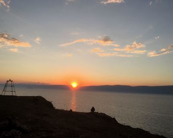 Scenic view of sea during sunset