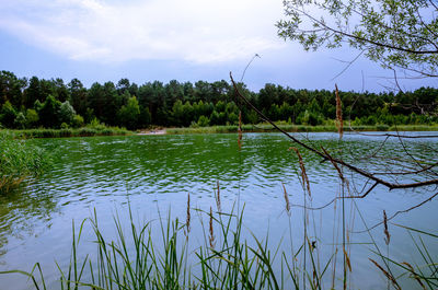 Scenic view of lake against sky