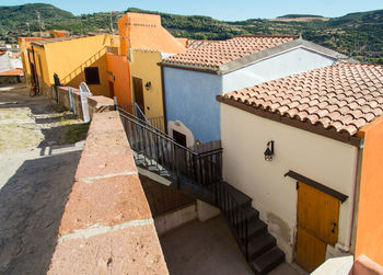 High angle view of buildings in town