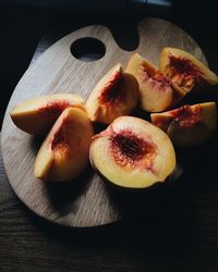 Close-up of fruits in plate on table