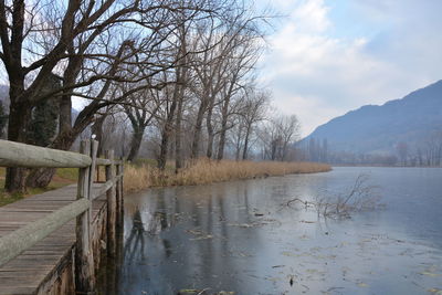 Scenic view of lake against sky