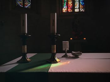 Empty table in sunlight