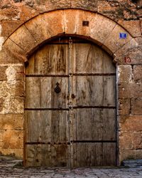 Closed door of old building