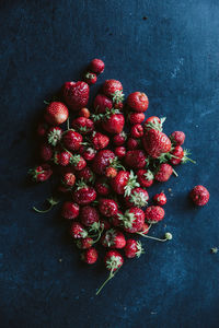 High angle view of strawberries