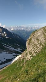 Scenic view of mountains against sky