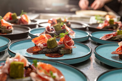 High angle view of food on table