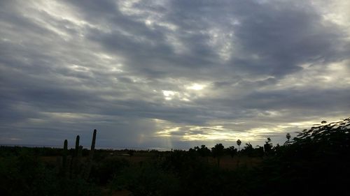 Scenic view of landscape against cloudy sky