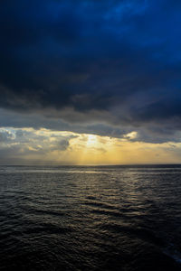 Scenic view of seascape against sky during sunset