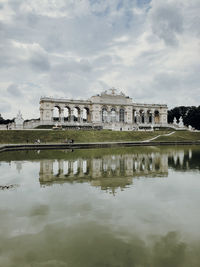 Reflection of building in lake