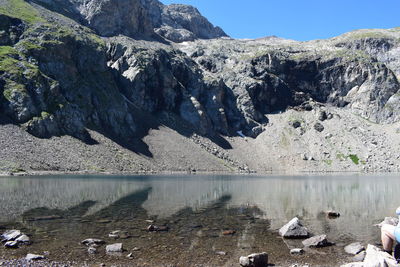 Scenic view of lake against clear sky