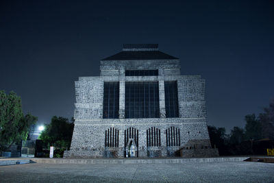 Low angle view of illuminated built structure