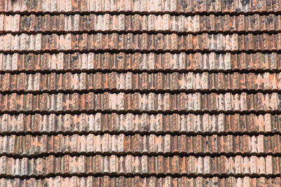 Full frame shot of weathered roof tiles
