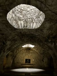 Low angle view of illuminated ceiling in building