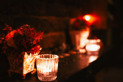Close-up of christmas decorations on table